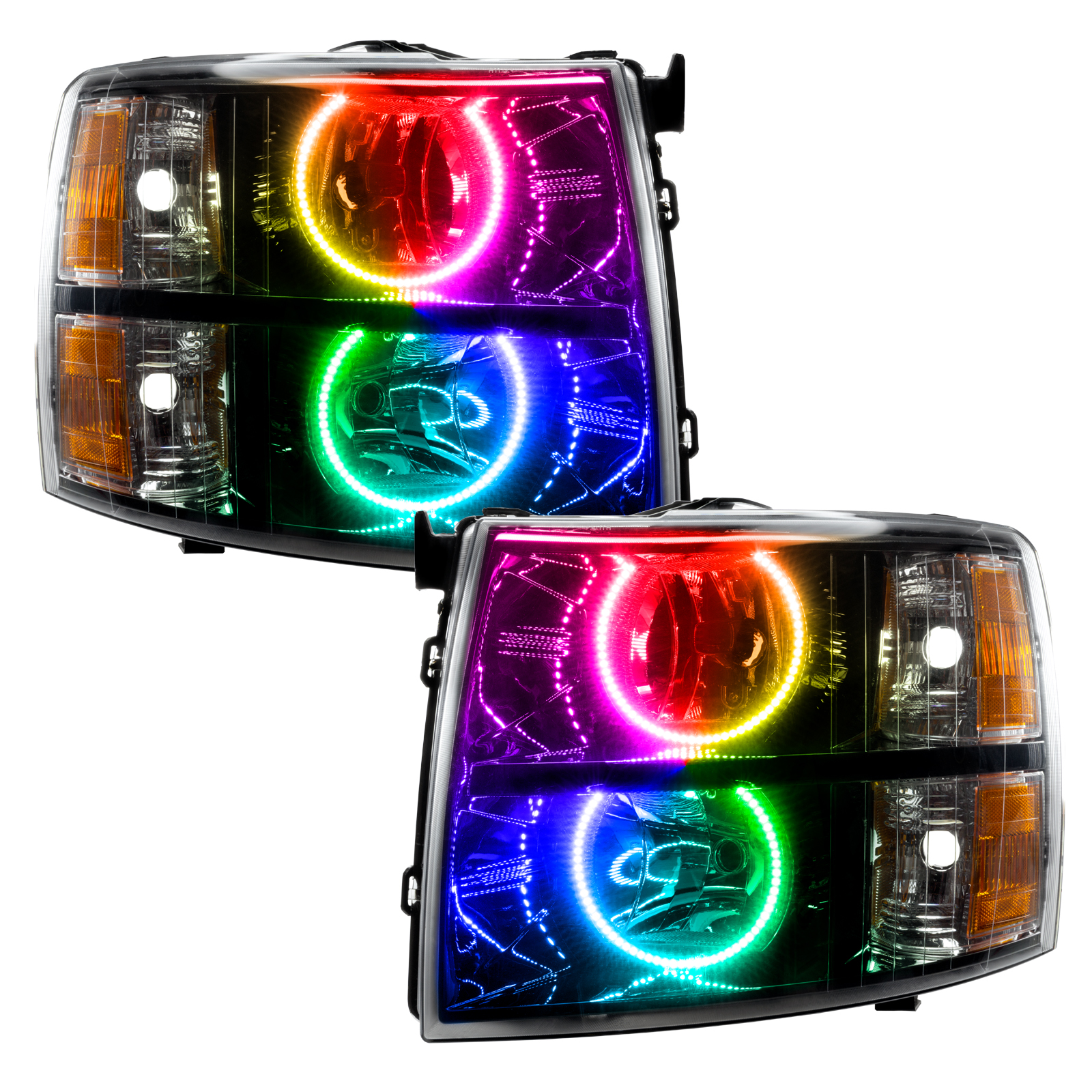 7105-334 - 2007-2013 Chevrolet Silverado SMD HL - Black - Round Style
